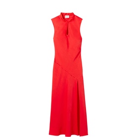 Ruffle Trim Keyhole Flared Dress