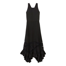 Asymmetric Pleated Flared Dress