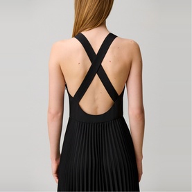 Asymmetric Pleated Flared Dress