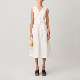 Tiered Belted Flared Dress