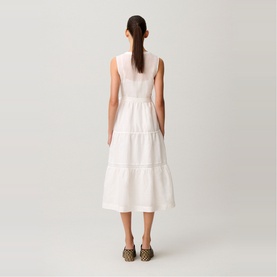 Tiered Belted Flared Dress