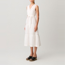 Tiered Belted Flared Dress