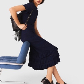 Ruffle Trim Knitted Dress