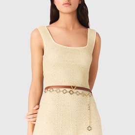 Embellished Openwork Knitted Dress