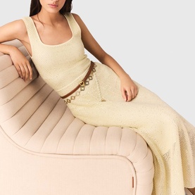 Embellished Openwork Knitted Dress