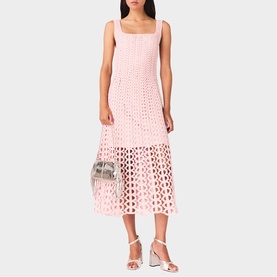 Embellished Crochet Flared Dress