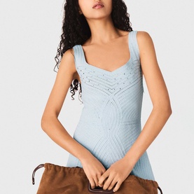 Crochet Semi Sheer Flared Dress