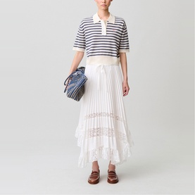 Floral Lace Pleated Skirt