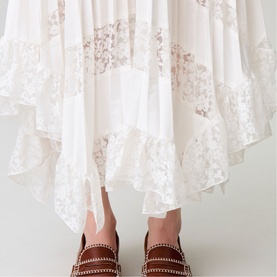 Floral Lace Pleated Skirt