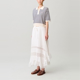Floral Lace Pleated Skirt