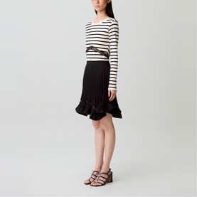 Pleated Asymmetric Skirt