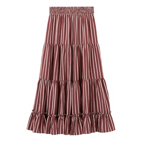 Striped Tiered Flared Skirt