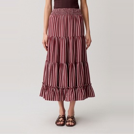 Striped Tiered Flared Skirt