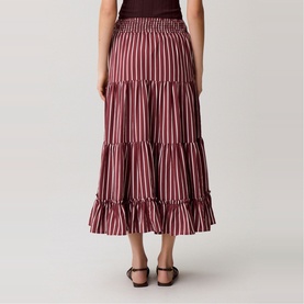Striped Tiered Flared Skirt