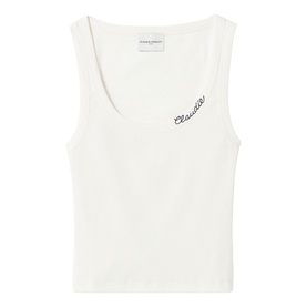 Logo Embroidery Ribbed Tank Top