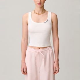 Logo Embroidery Ribbed Tank Top