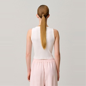 Logo Embroidery Ribbed Tank Top