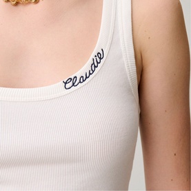 Logo Embroidery Ribbed Tank Top
