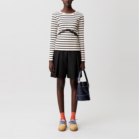 Lace Detail Striped T-Shirt