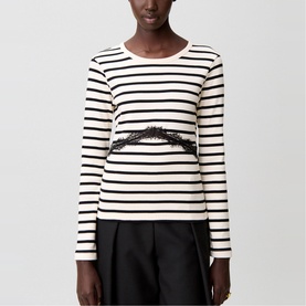 Lace Detail Striped T-Shirt