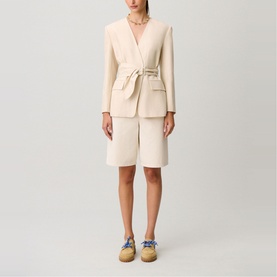 Kimono Collar Belted Blazer
