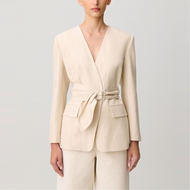 Kimono Collar Belted Blazer