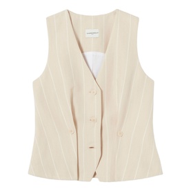 Striped Button Pleat Waistcoat