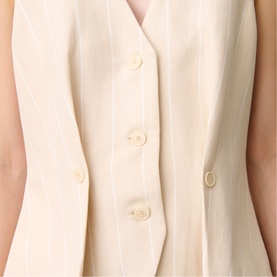Striped Button Pleat Waistcoat