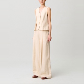 Striped Button Pleat Waistcoat