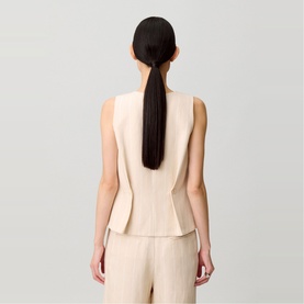 Striped Button Pleat Waistcoat