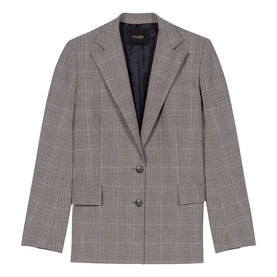 Single-Breasted Check Blazer