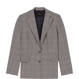 Single-Breasted Check Blazer