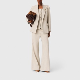 Double-Breasted Brooch Suit Jacket