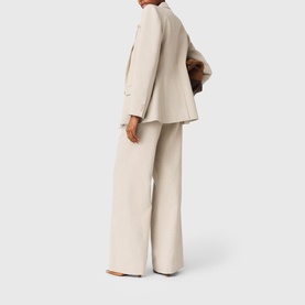Double-Breasted Brooch Suit Jacket