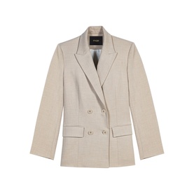 Double-Breasted Brooch Suit Jacket