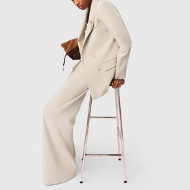 Double-Breasted Brooch Suit Jacket