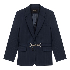 Pinstripe Single-Breasted Suit Jacket
