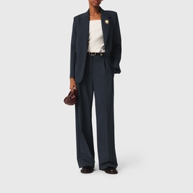 Pinstripe Single-Breasted Suit Jacket