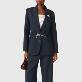 Pinstripe Single-Breasted Suit Jacket