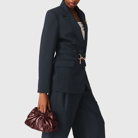 Pinstripe Single-Breasted Suit Jacket