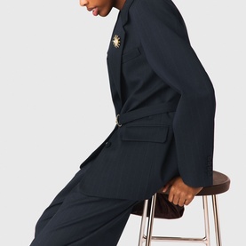 Pinstripe Single-Breasted Suit Jacket