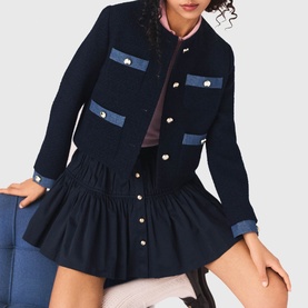 Denim Trim Tweed Jacket