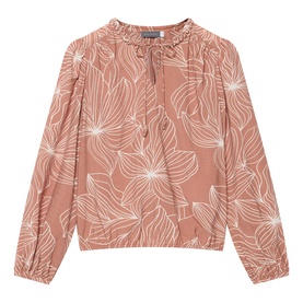 Camel Floral Tie Blouse