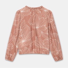 Camel Floral Tie Blouse