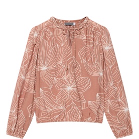 Camel Floral Tie Blouse