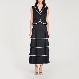 Contrast Trim Peplum Top