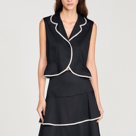 Contrast Trim Peplum Top