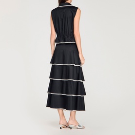 Contrast Trim Peplum Top