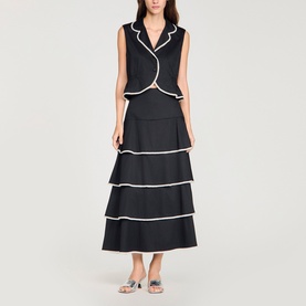 Contrast Trim Peplum Top