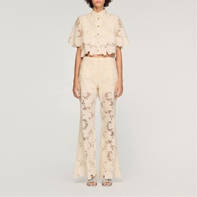 Floral Lace Flared Trousers